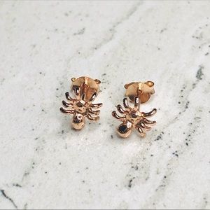 925 Sterling Silver Rose Gold Spider Earrings